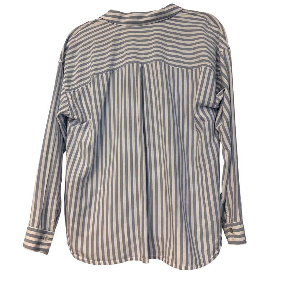 J. Jill Blue White Striped Tencel Lyocell Button Down Shirt Medium Petite 247612 - Picture 7 of 8